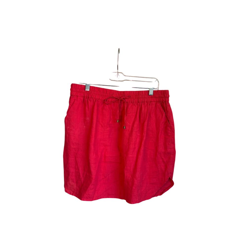 St Tropez Red Linen Skirt, L